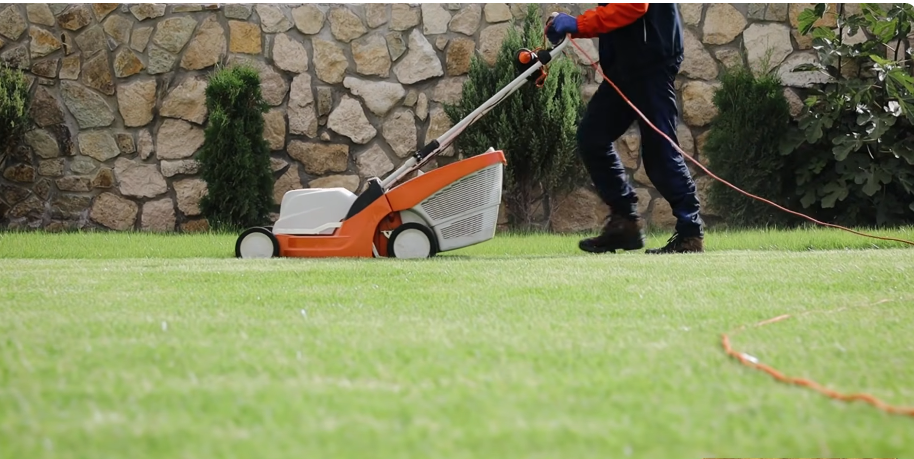Mowing service in progress at a Spokane Valley property